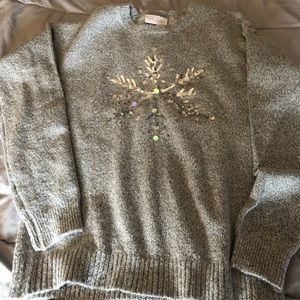 Girls Gray snowflake sequined sweater